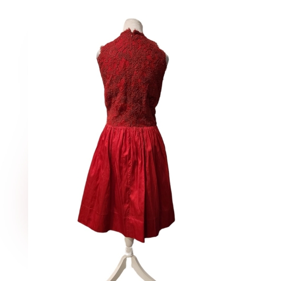 COPY - Vintage Designer Red Taffeta 100% Silk Dress - Picture 3 of 6